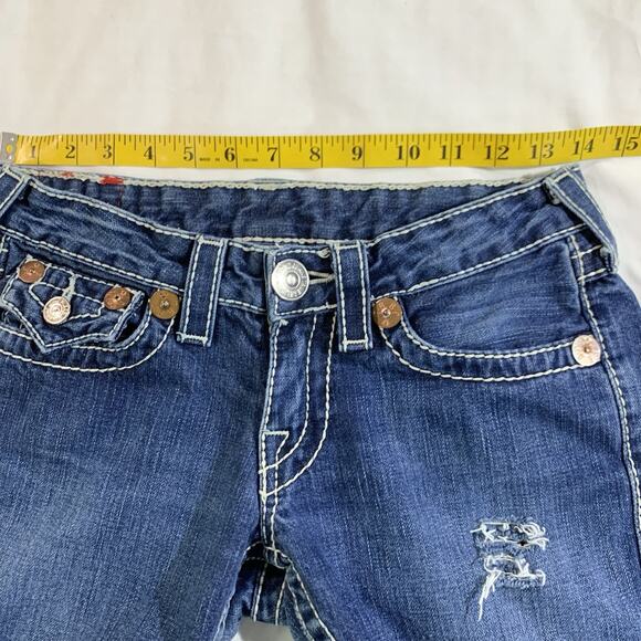 True Religion Women's Cuf Off Jean Shorts Distressed Frayed Hem Sz 27 Barneys - Picture 10 of 13